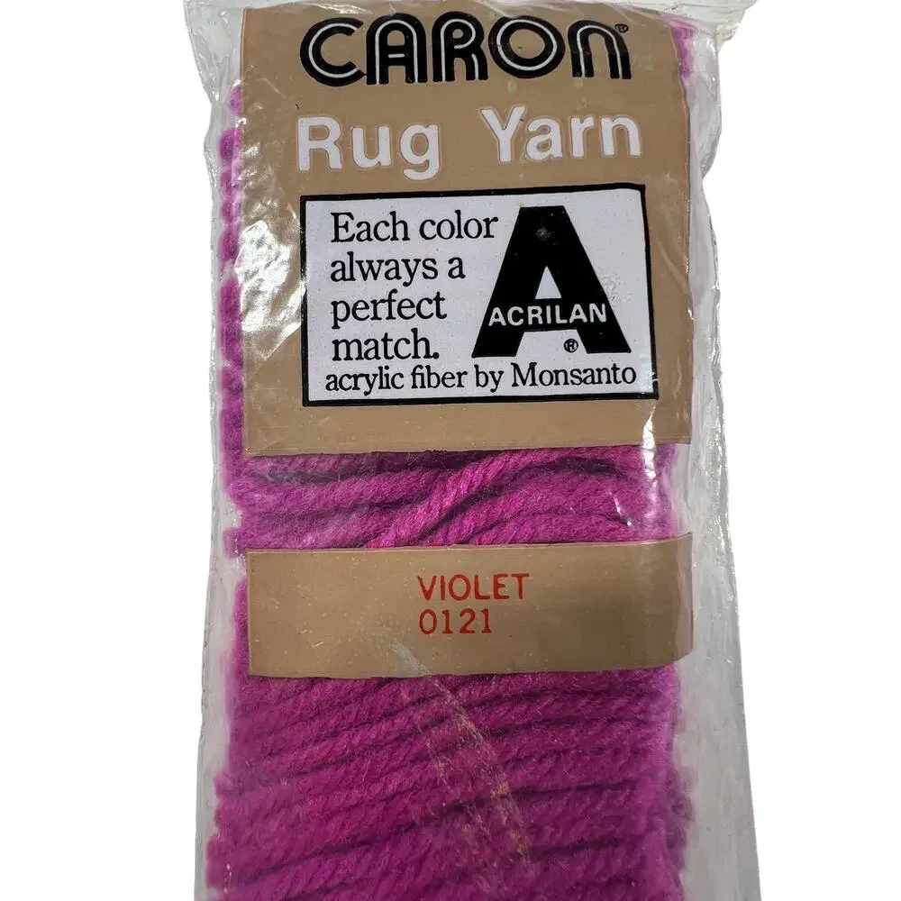 CARON Rug Yarn Lot of 20 Violet 0121 Acrilan Latch Hook 320 Pieces USA Sealed